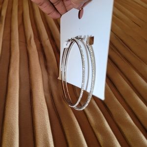 Silver/Clear Hop Rhinestones Studded Earrings